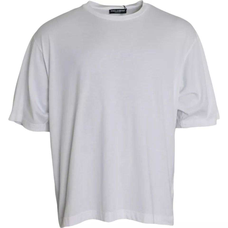 Weißes Kurzarm-T-Shirt aus Baumwolle mit Rundhalsausschnitt