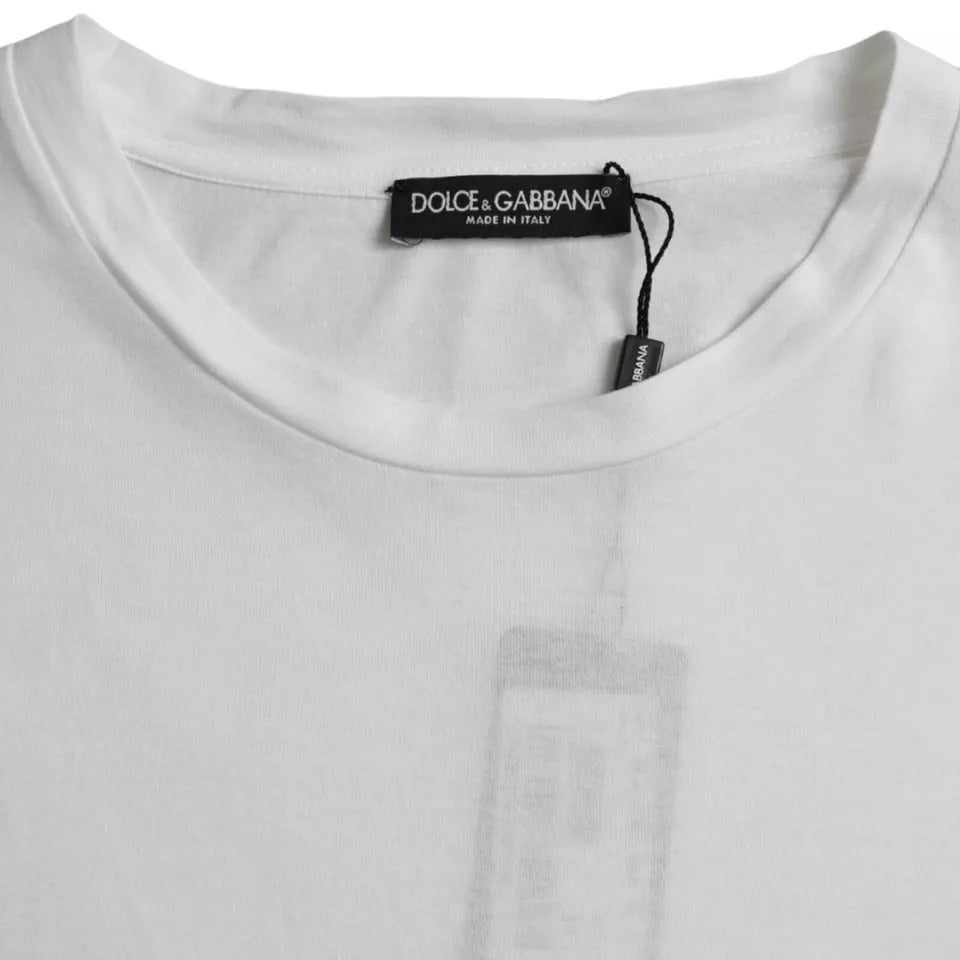 Weißes Kurzarm-T-Shirt aus Baumwolle mit Rundhalsausschnitt