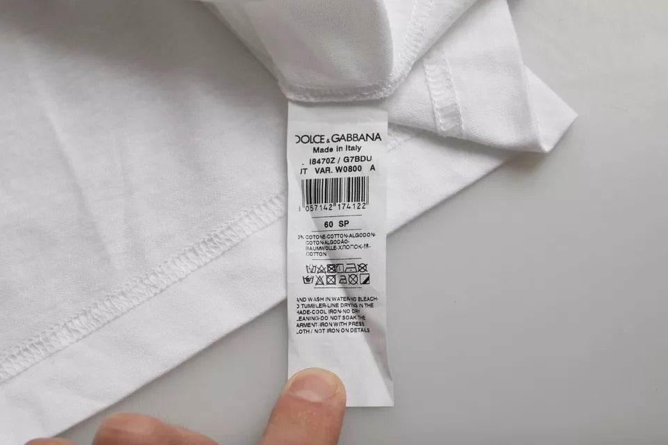 Weißes Kurzarm-T-Shirt aus Baumwolle mit Rundhalsausschnitt