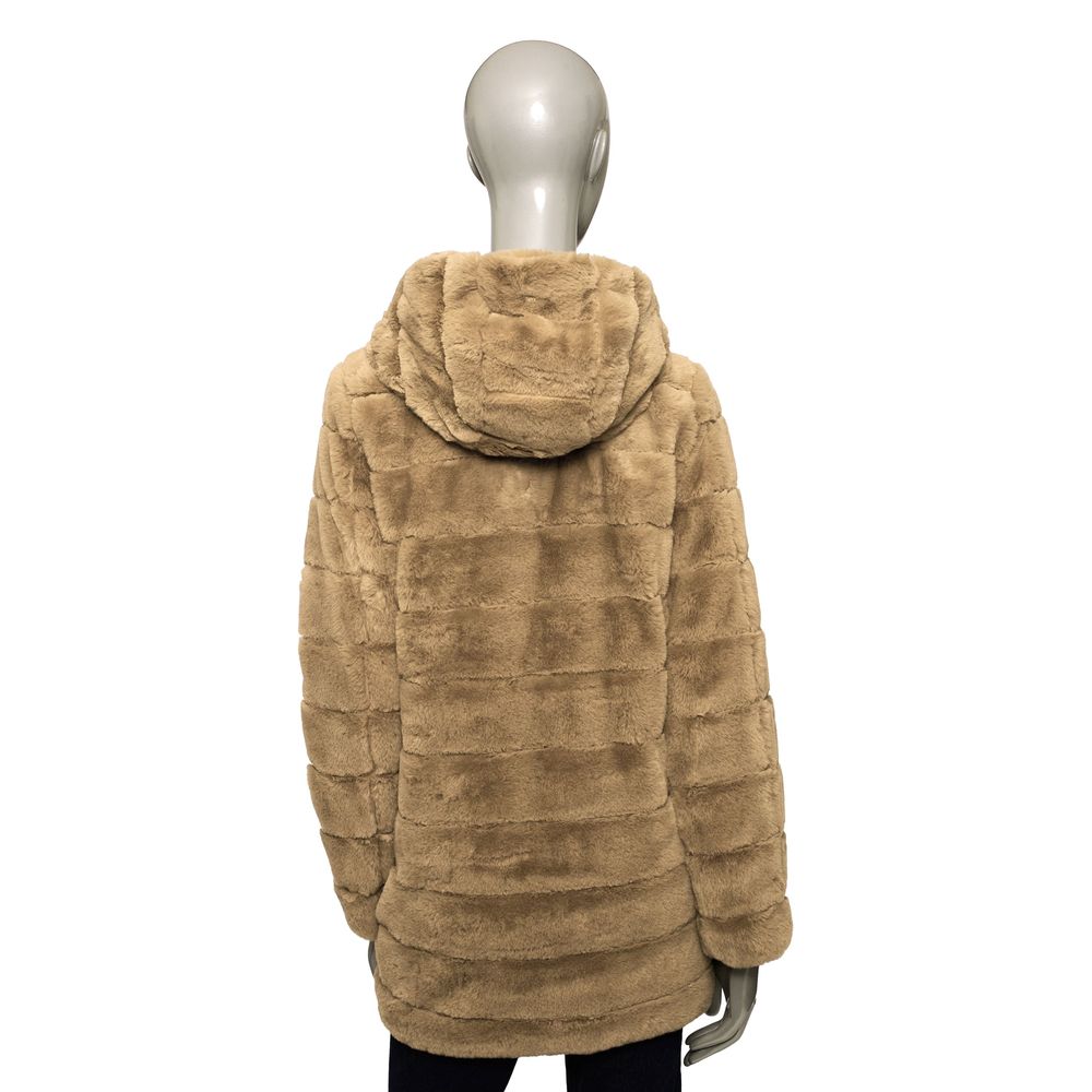 Beigefarbener Polyester-Damenmantel