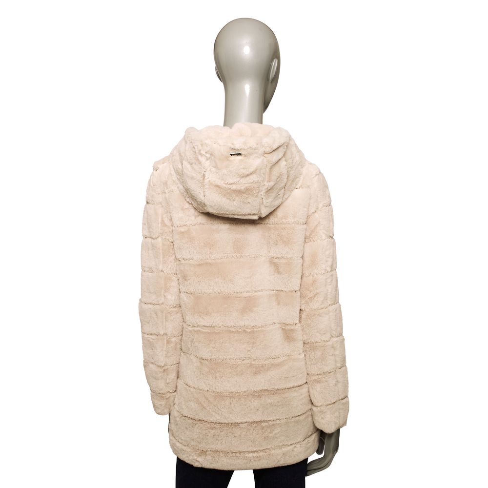Beigefarbener Polyester-Damenmantel