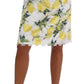 Lemon Print Fringe Pencil Skirt