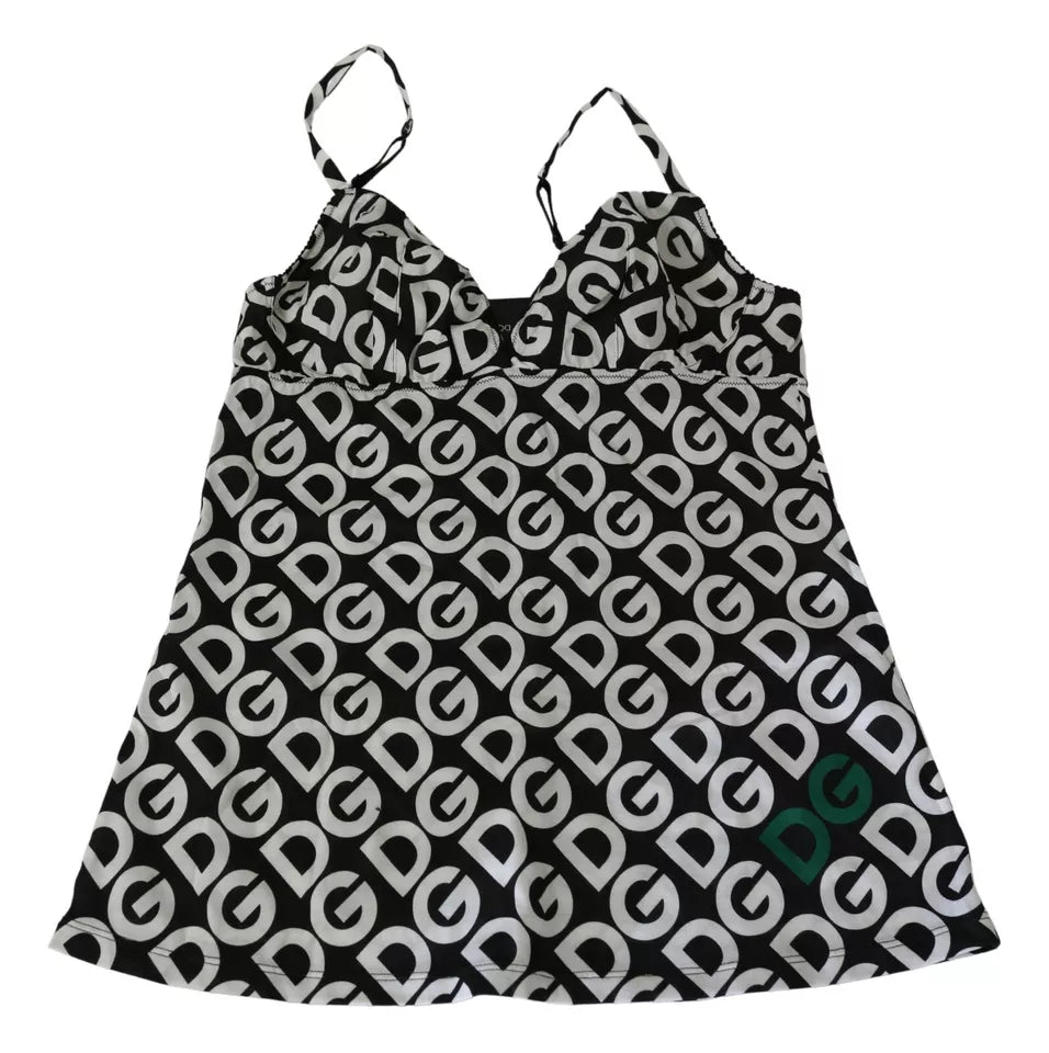 Costume da bagno senza maniche con stampa DG Mania nera