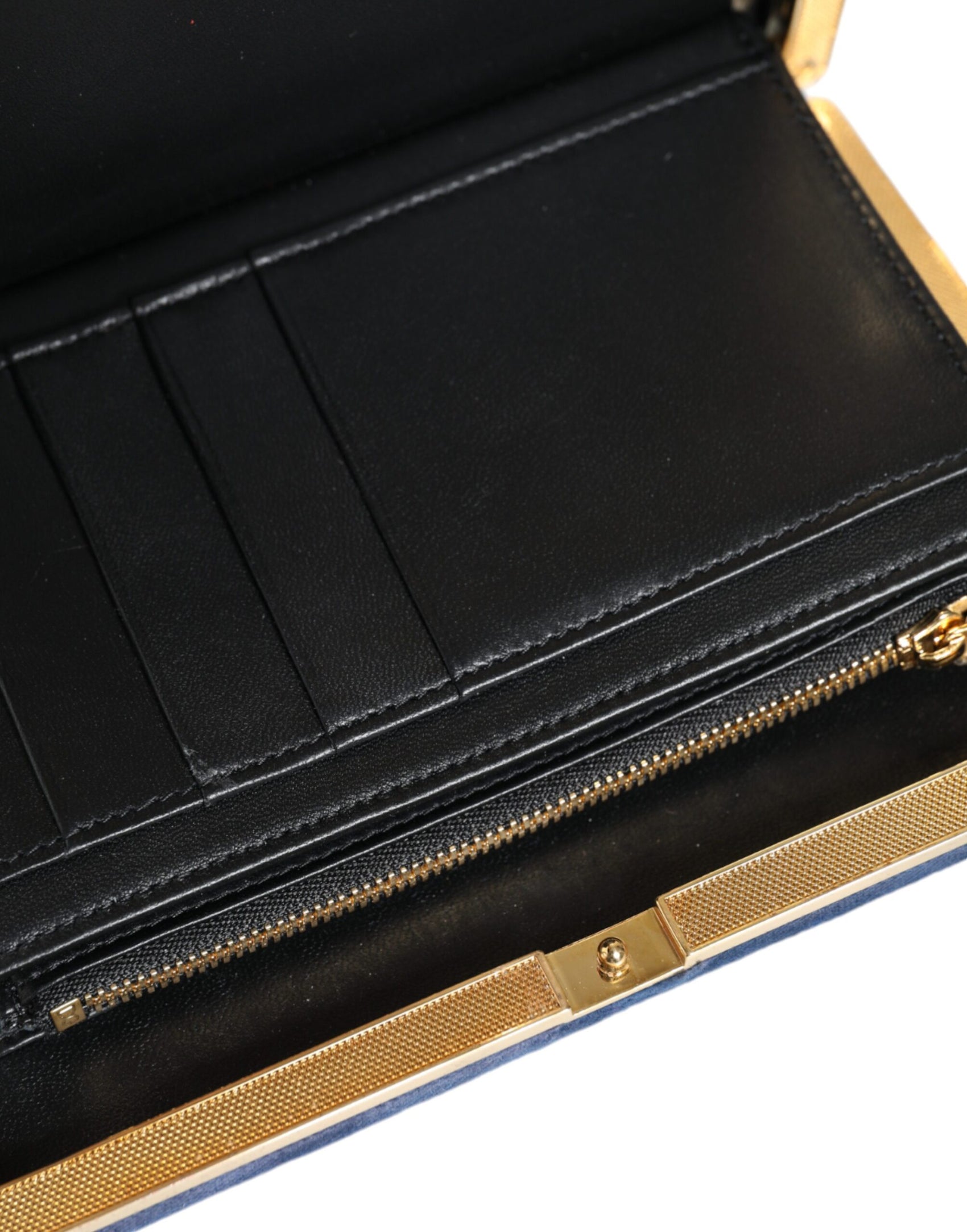 Blaue Clutch aus Samt mit Goldrahmen, für Abendveranstaltungen, Partys