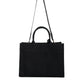 Black Top Handle Canvas Leather Logo Crossbody Tote Bag