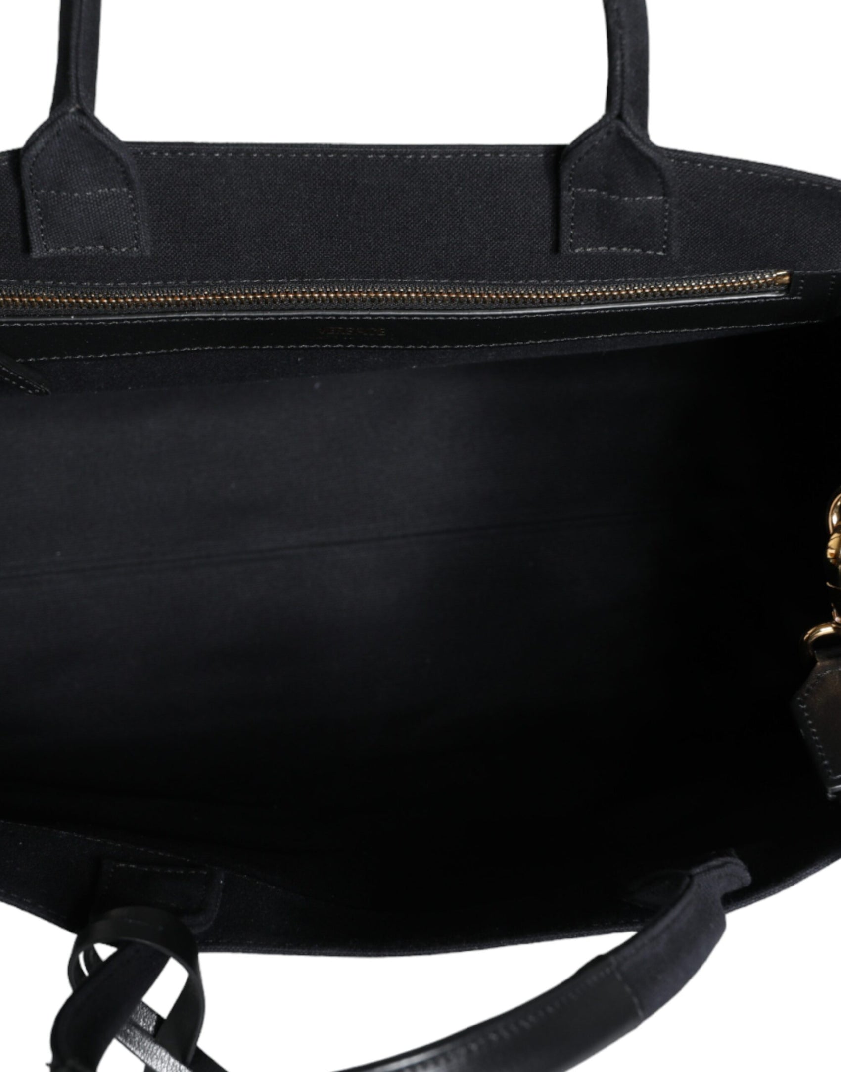 Schwarze Umhängetasche aus Canvas und Leder mit Logo