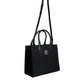 Black Top Handle Canvas Leather Logo Crossbody Tote Bag