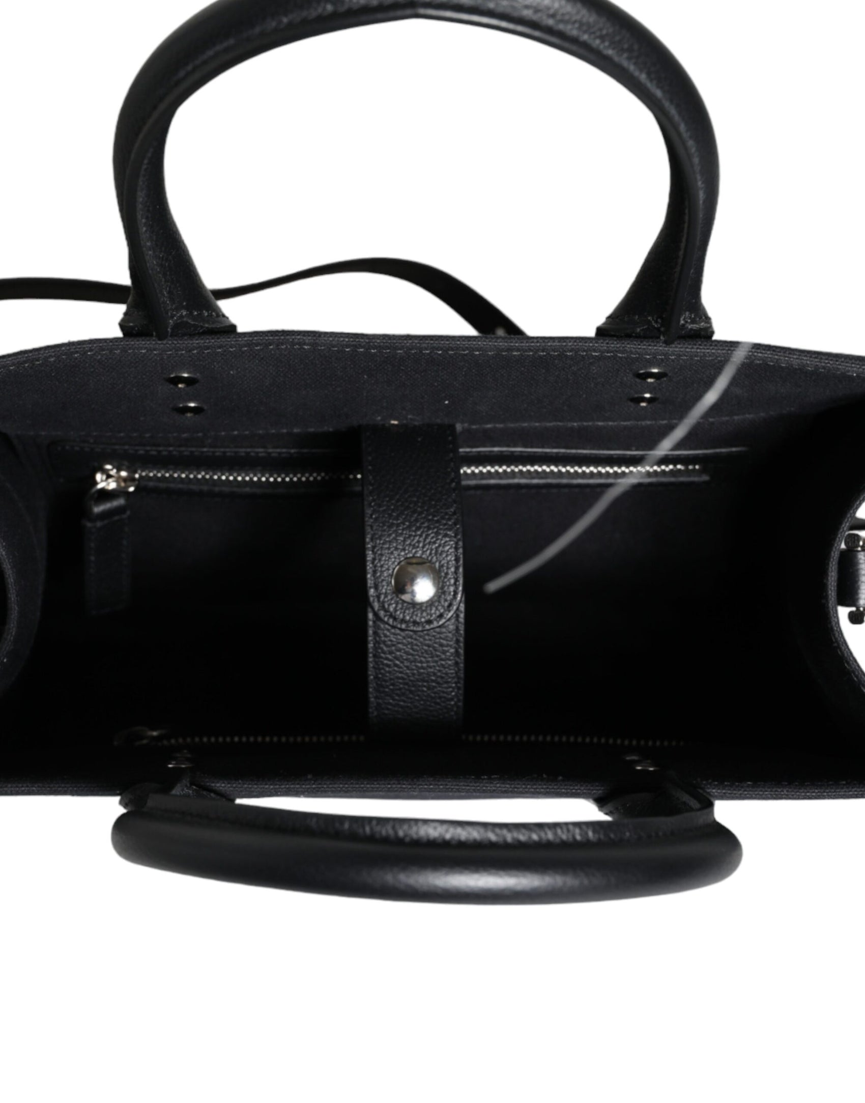 Schwarze Umhängetasche aus Canvas und Leder mit Logo