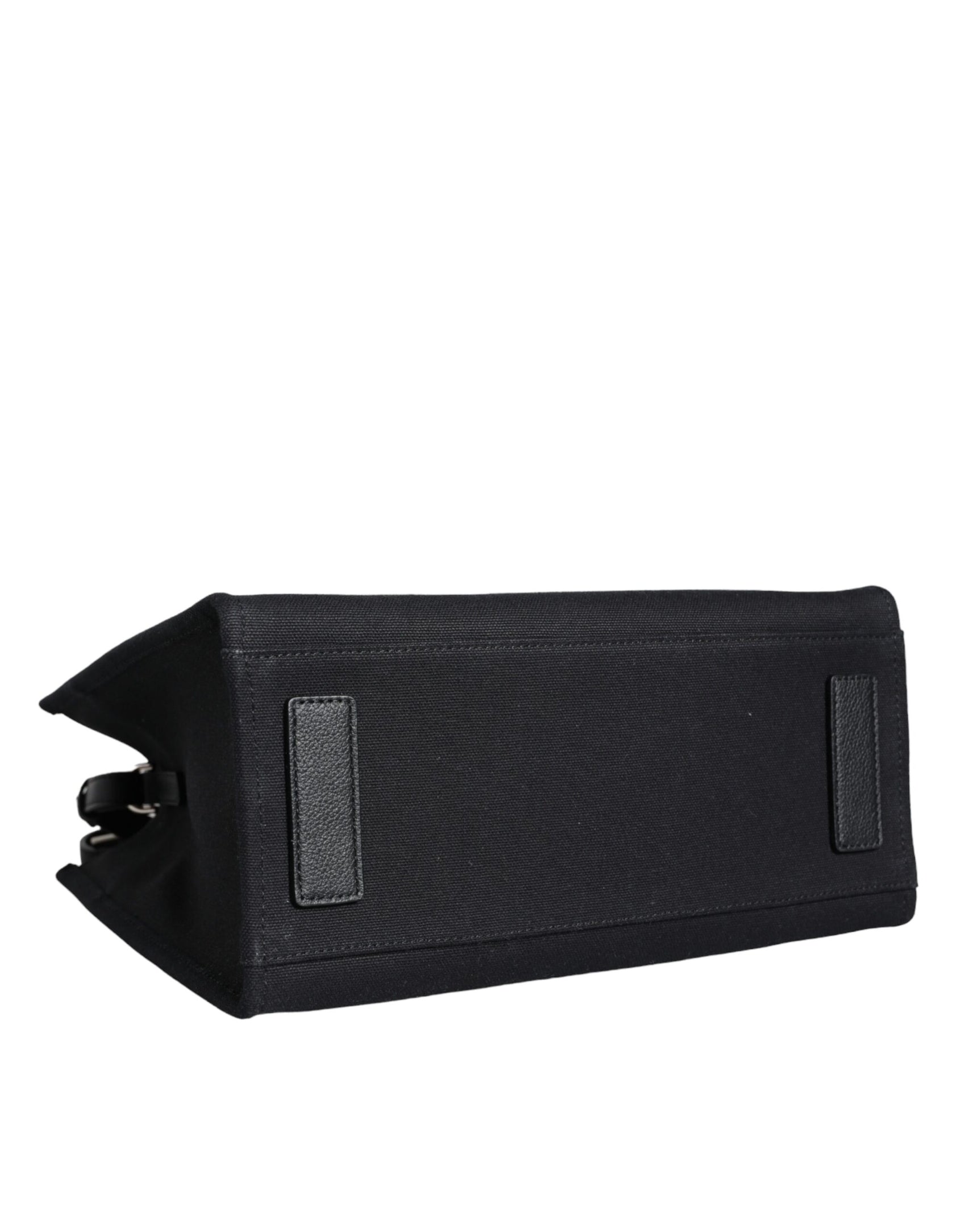 Schwarze Umhängetasche aus Canvas und Leder mit Logo