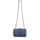 Blue Quilted Denim Leather Crossbody Shoulder Bag