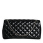 Black Quilted Lambskin Leather Crossbody Shoulder Bag