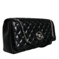 Black Quilted Lambskin Leather Crossbody Shoulder Bag