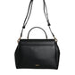 Black Top Handle Grainy Calfskin Leather Crossbody Bag