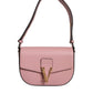 Pink Grainy Calf Leather Logo Crossbody Shoulder Bag