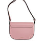 Pink Grainy Calf Leather Logo Crossbody Shoulder Bag