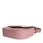 Pink Grainy Calf Leather Logo Crossbody Shoulder Bag