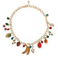 Gold Tone Brass Fruity Crystal Embellished Waist Chain Belt