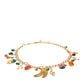 Gold Tone Brass Fruity Crystal Embellished Waist Chain Belt