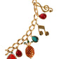 Gold Tone Brass Fruity Crystal Embellished Waist Chain Belt