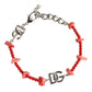 Bracciale a catena con logo DG in resina e perline in ottone color argento