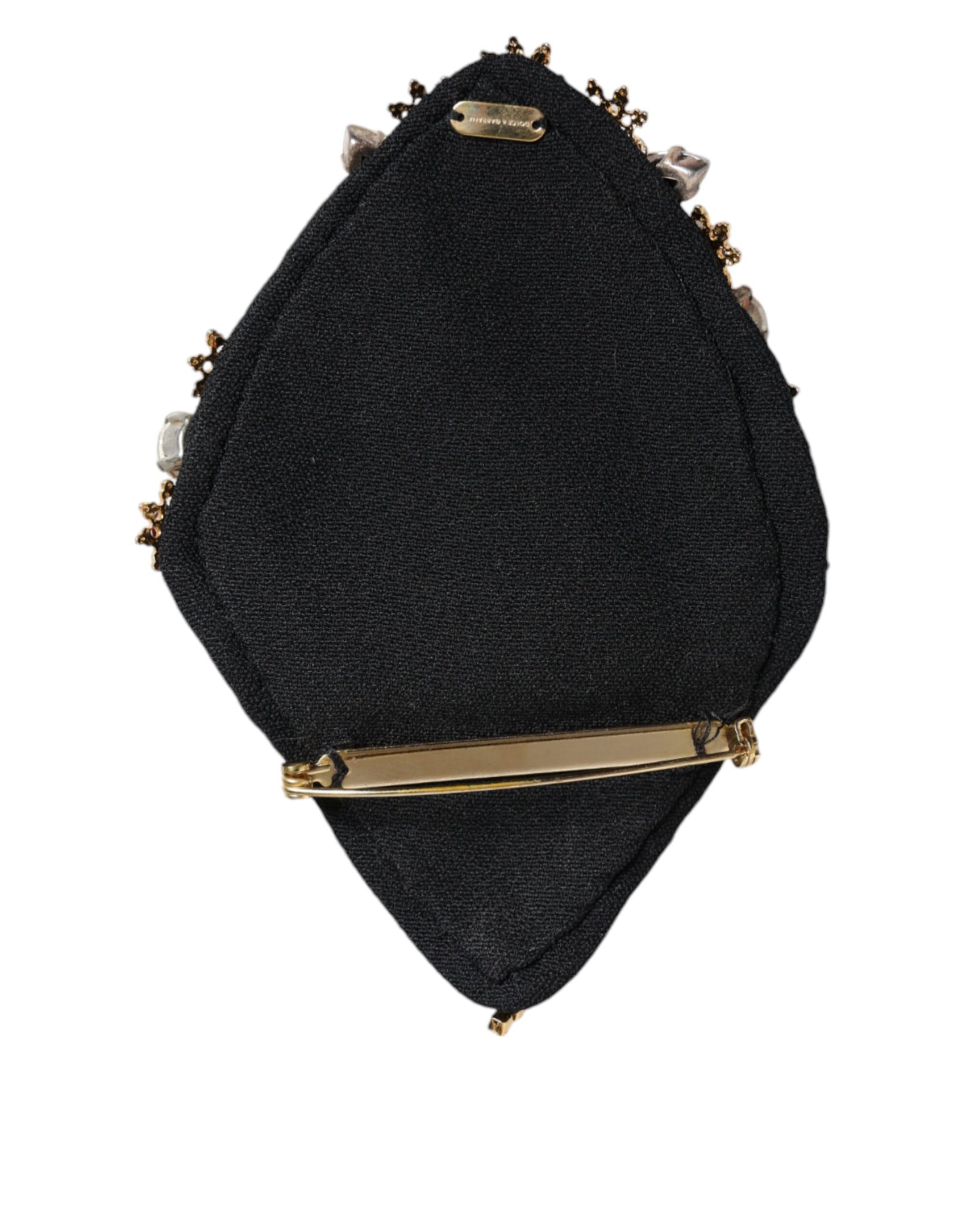 Spilla in ottone color oro con cristalli a forma di cuore sacro