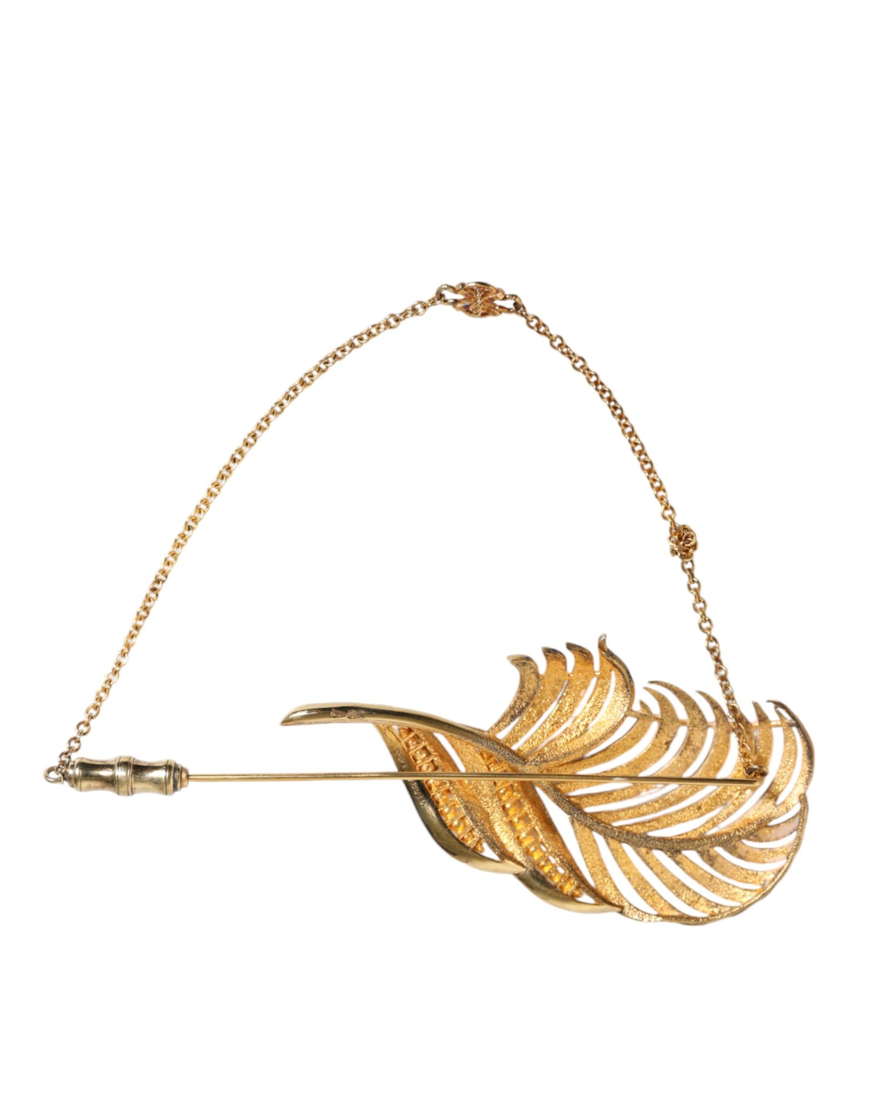 Spilla a catena con cristalli in foglia d'argento sterling 925 color oro