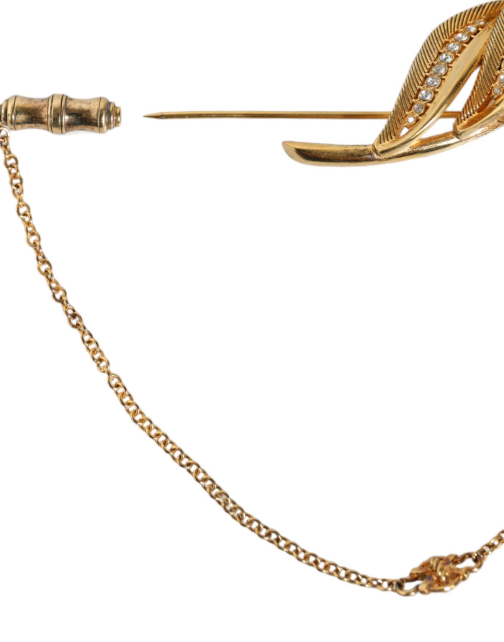 Spilla a catena con cristalli in foglia d'argento sterling 925 color oro