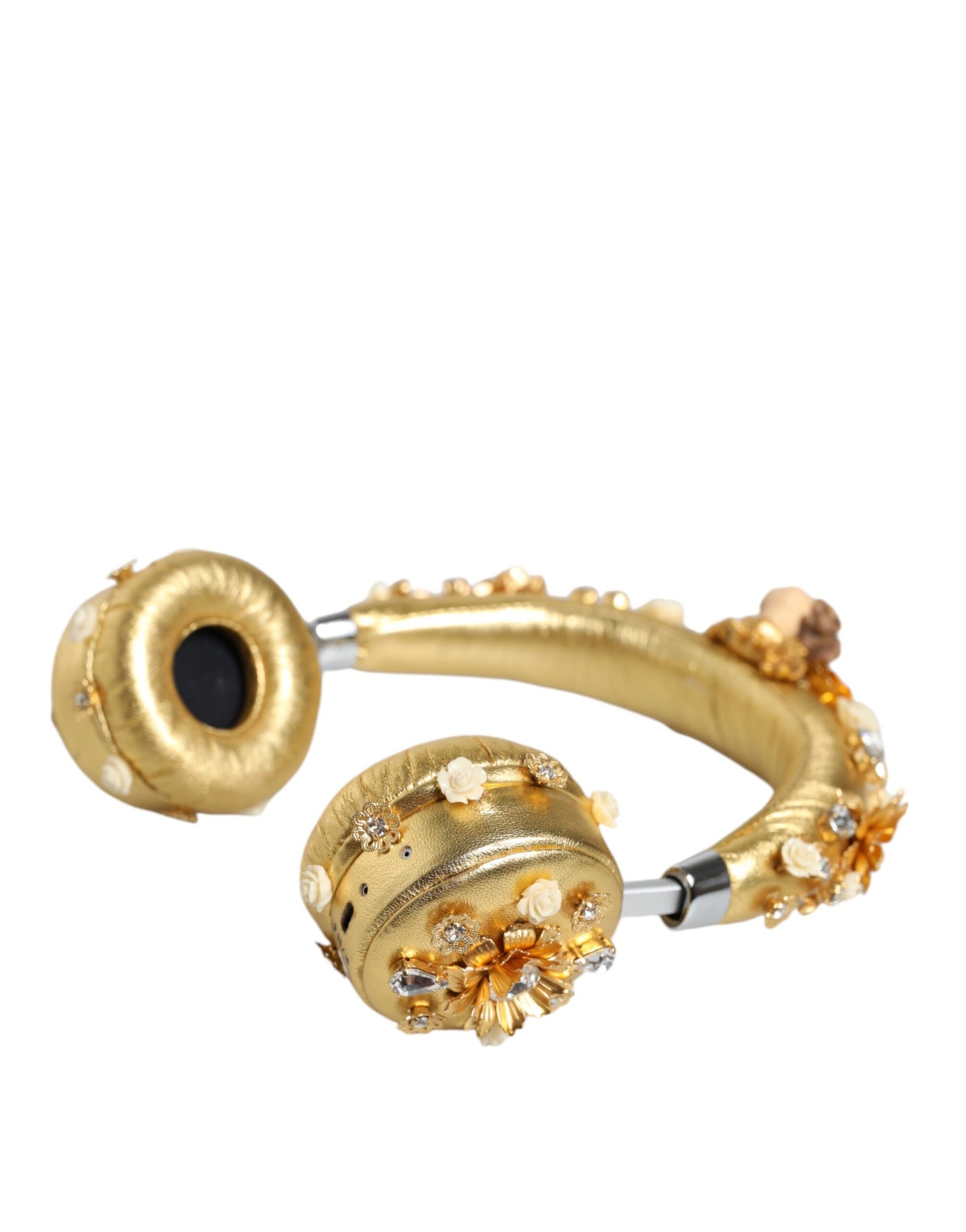 Gold Leder Floral Kristall Engel Headset Kopfhörer