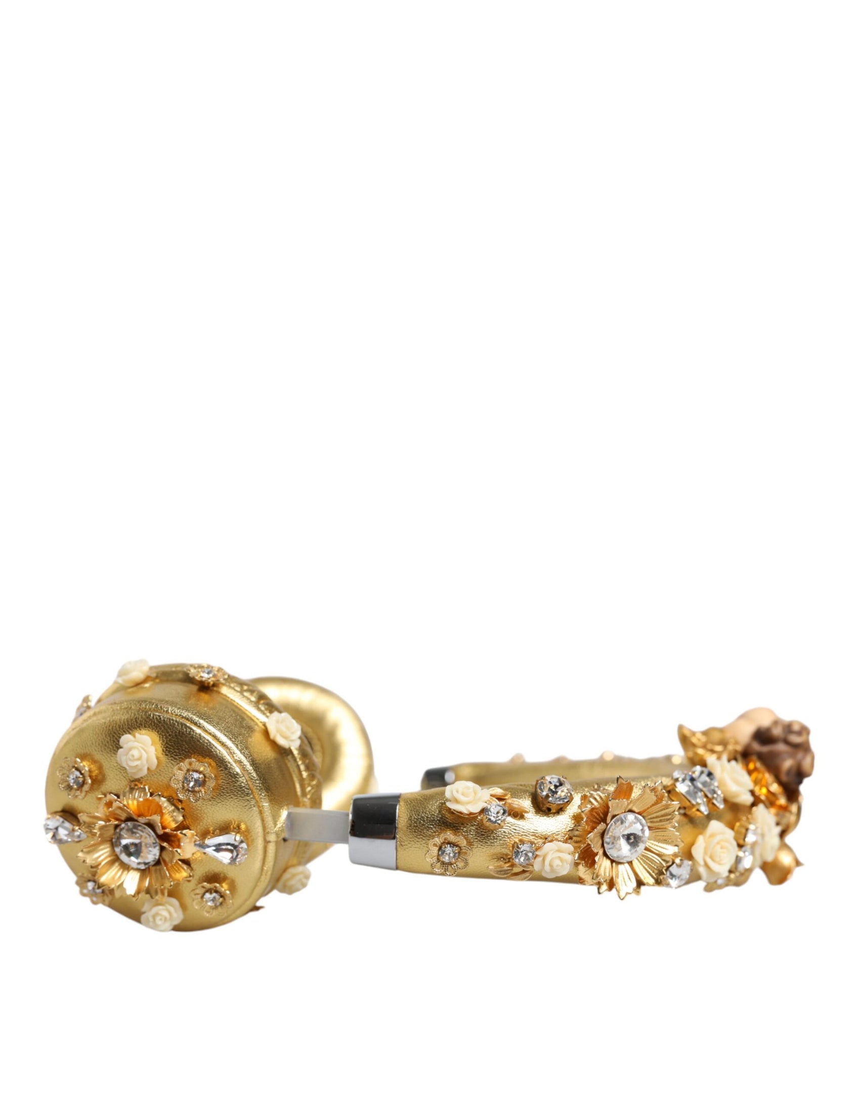 Gold Leder Floral Kristall Engel Headset Kopfhörer