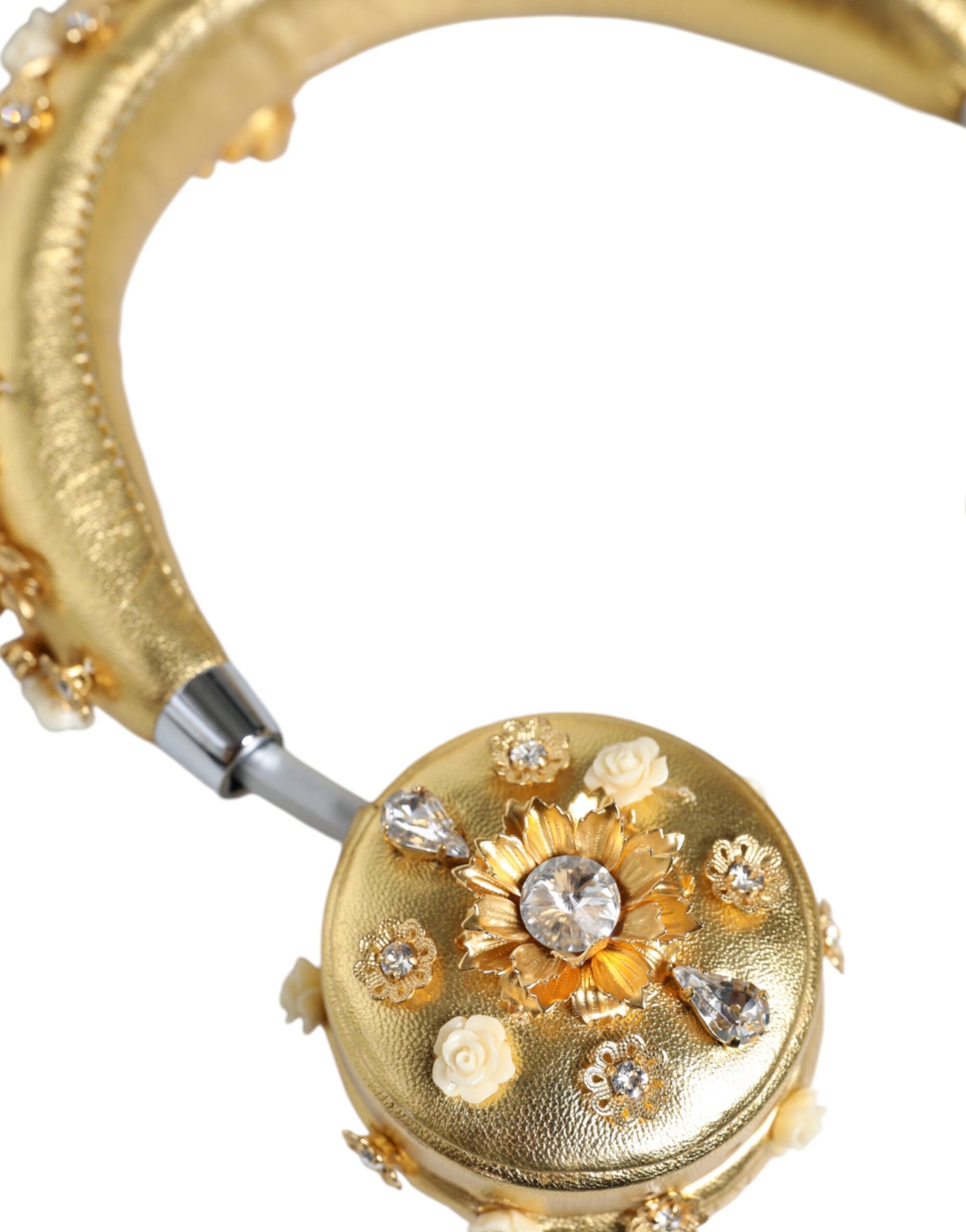 Gold Leder Floral Kristall Engel Headset Kopfhörer