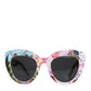 Multicolor Wood Crystal Brass Frame Floral Hand Paint Sunglasses