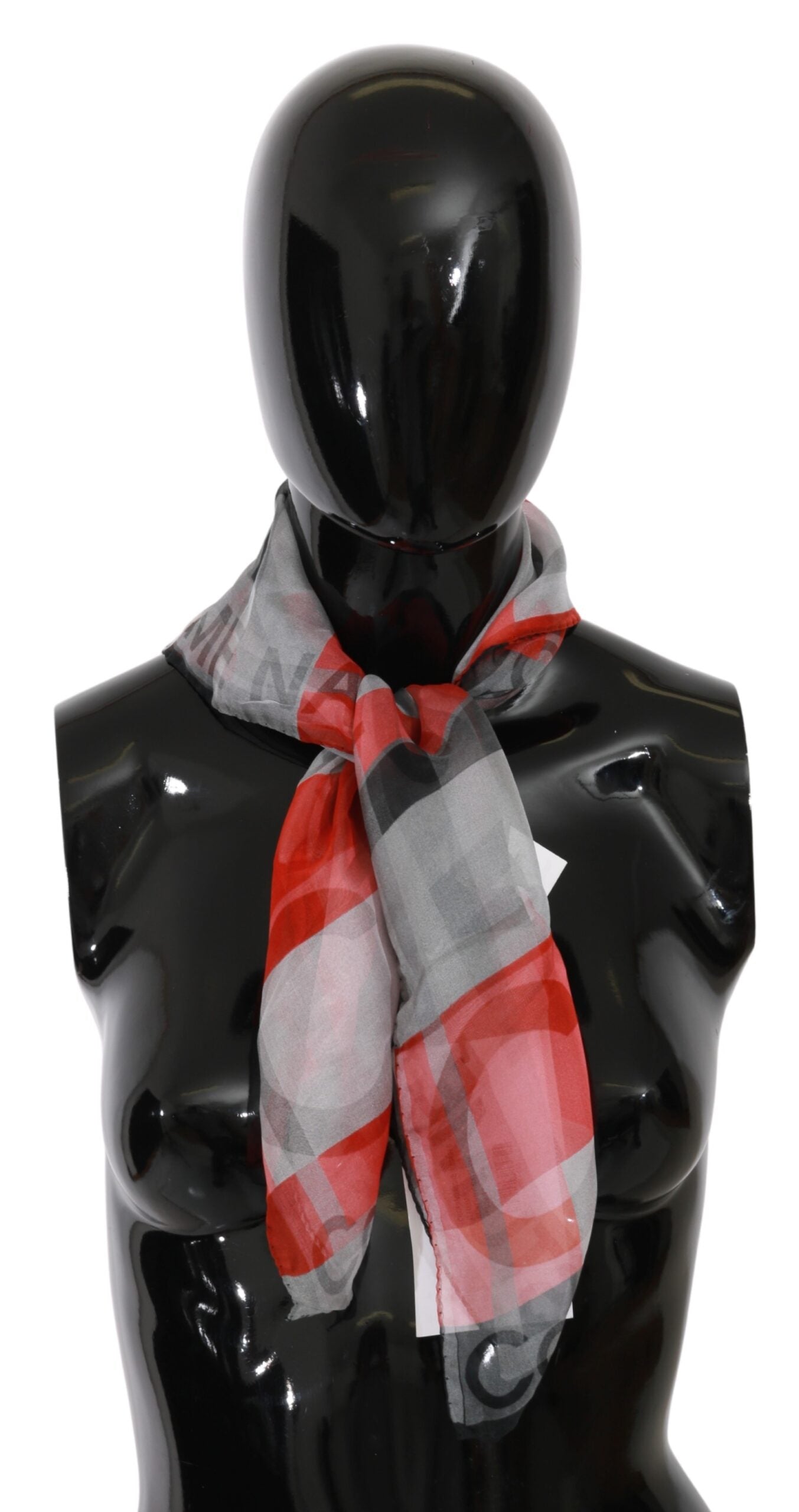 Sciarpa di marca in seta 100% grigio rosso