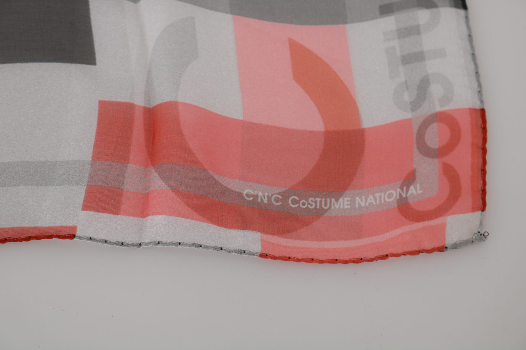 Sciarpa di marca in seta 100% grigio rosso