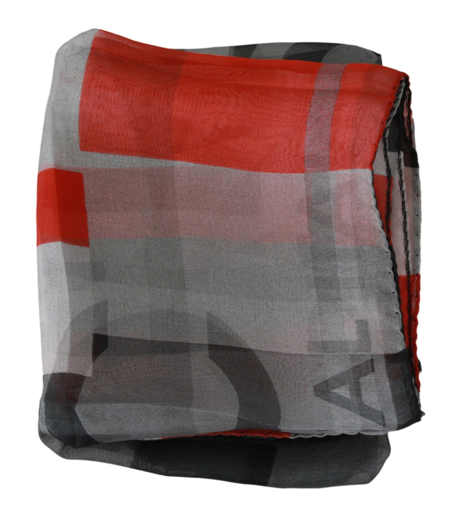 Sciarpa di marca in seta 100% grigio rosso