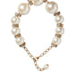 White Maxi Faux Pearl Beads Crystals Gold Chain Necklace