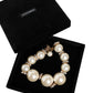 White Maxi Faux Pearl Beads Crystals Gold Chain Necklace