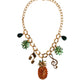 Gold Tone Brass Chain Pineapple Crystal Musical Necklace