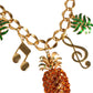 Collana musicale con cristallo di ananas e catena in ottone color oro