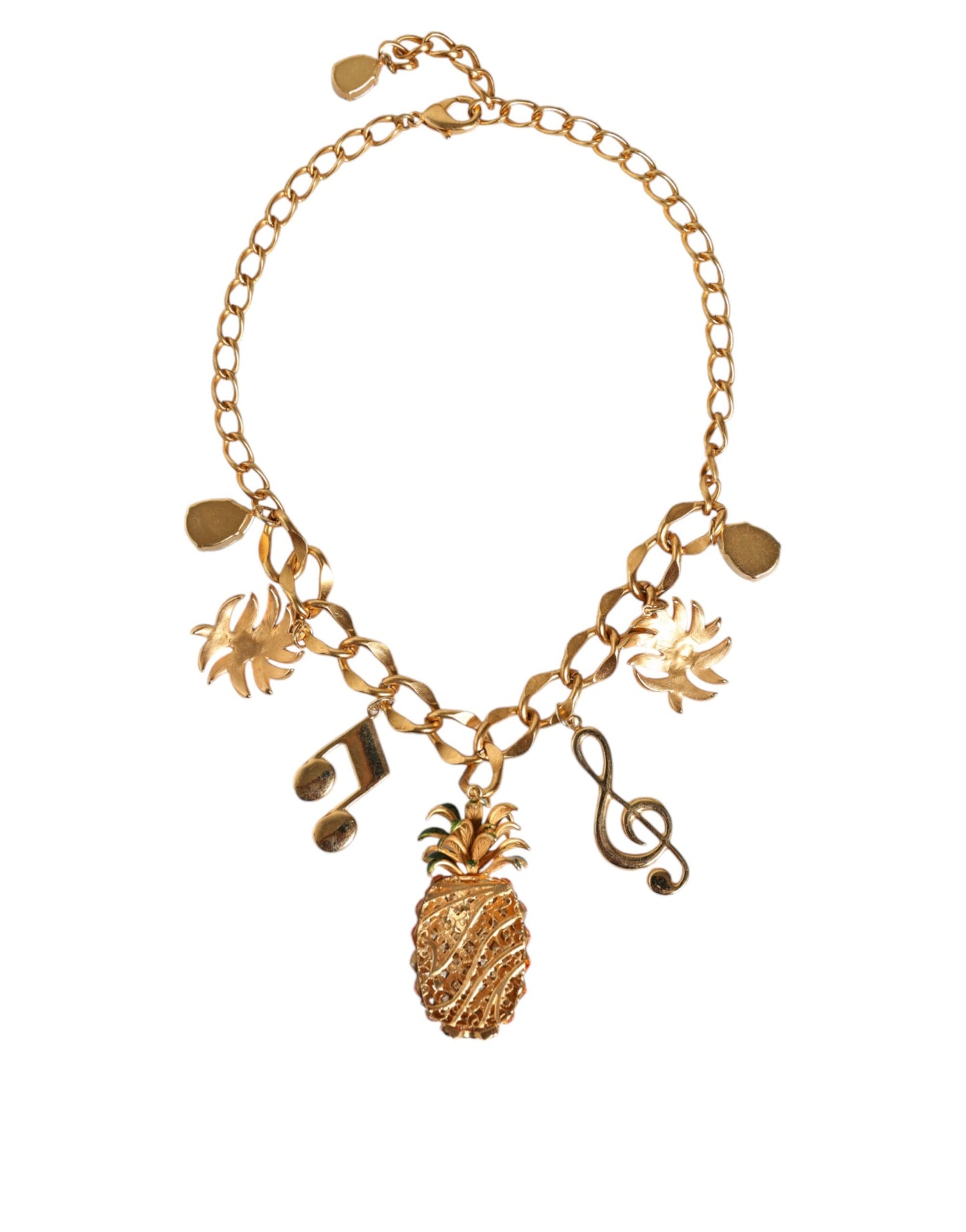 Collana musicale con cristallo di ananas e catena in ottone color oro