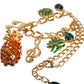 Gold Tone Brass Chain Pineapple Crystal Musical Necklace