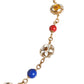 Gold Tone Brass Chain Floral Crystal Beaded Necklace