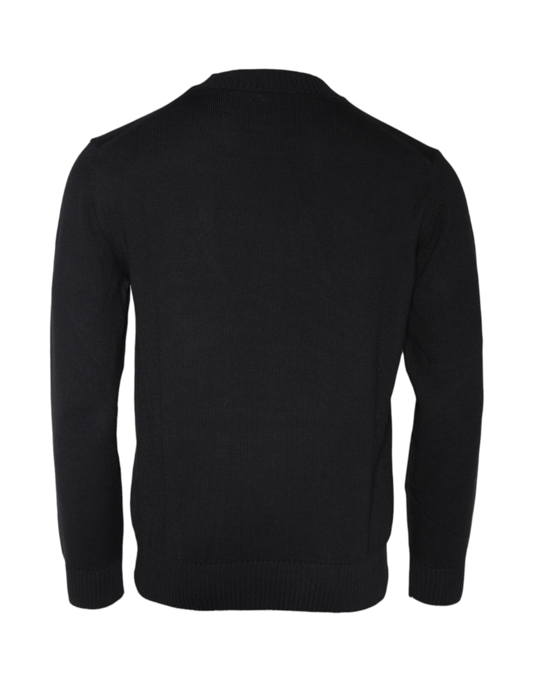 Maglione girocollo con ricamo Medusa nero