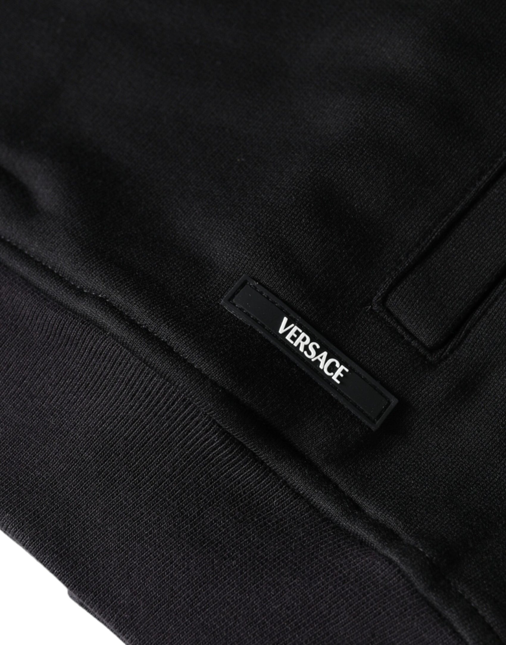 Felpa con cappuccio e zip intera in cotone con stampa Medusa nera