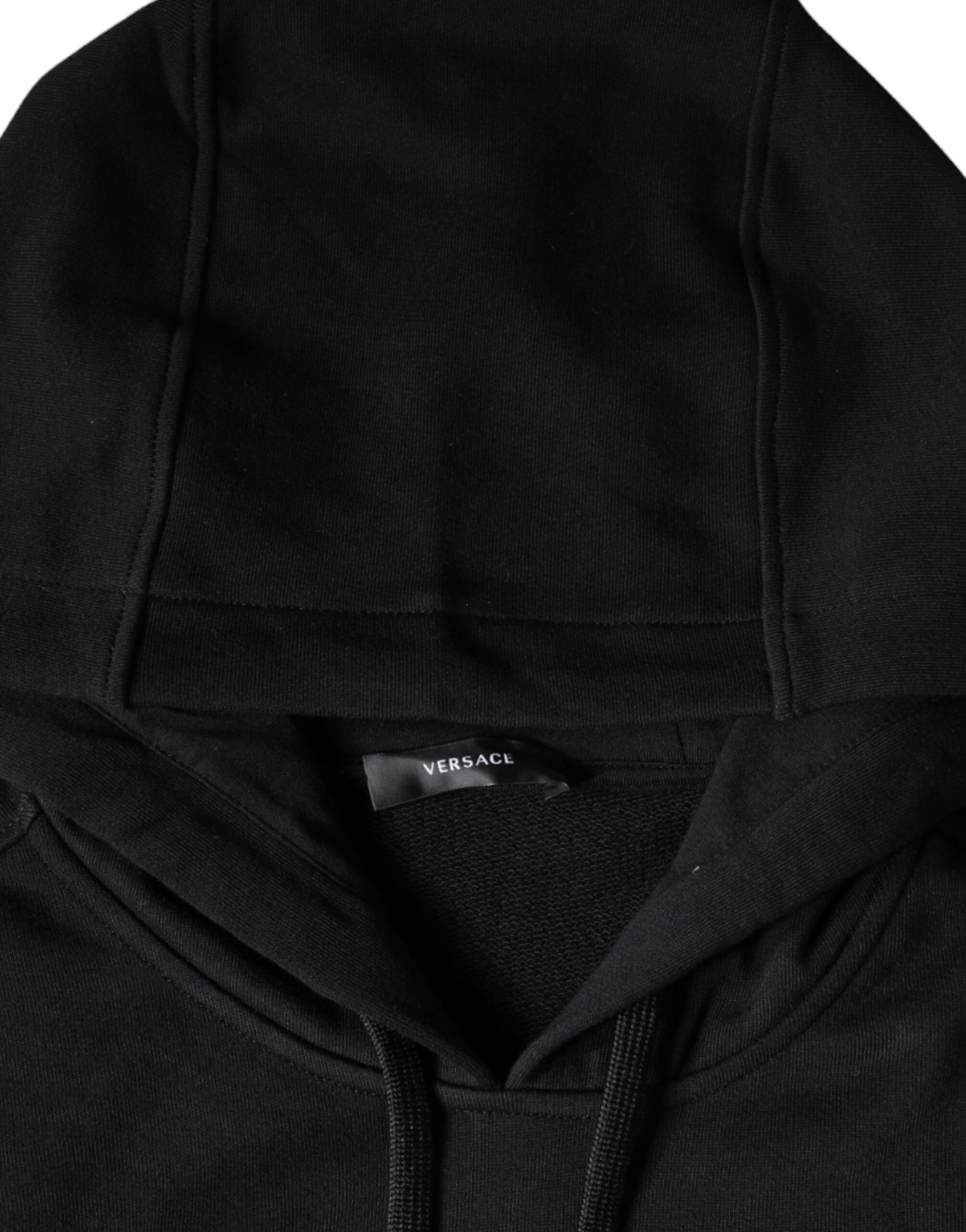 Felpa con cappuccio in cotone con stampa Medusa nera, maglione con cappuccio