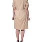 Beige Cotton Short Sleeve Knee Length Dress