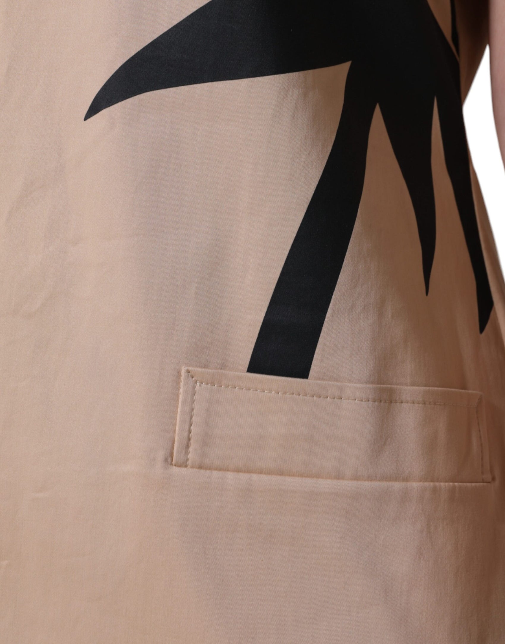 Abito al ginocchio a maniche corte in cotone beige