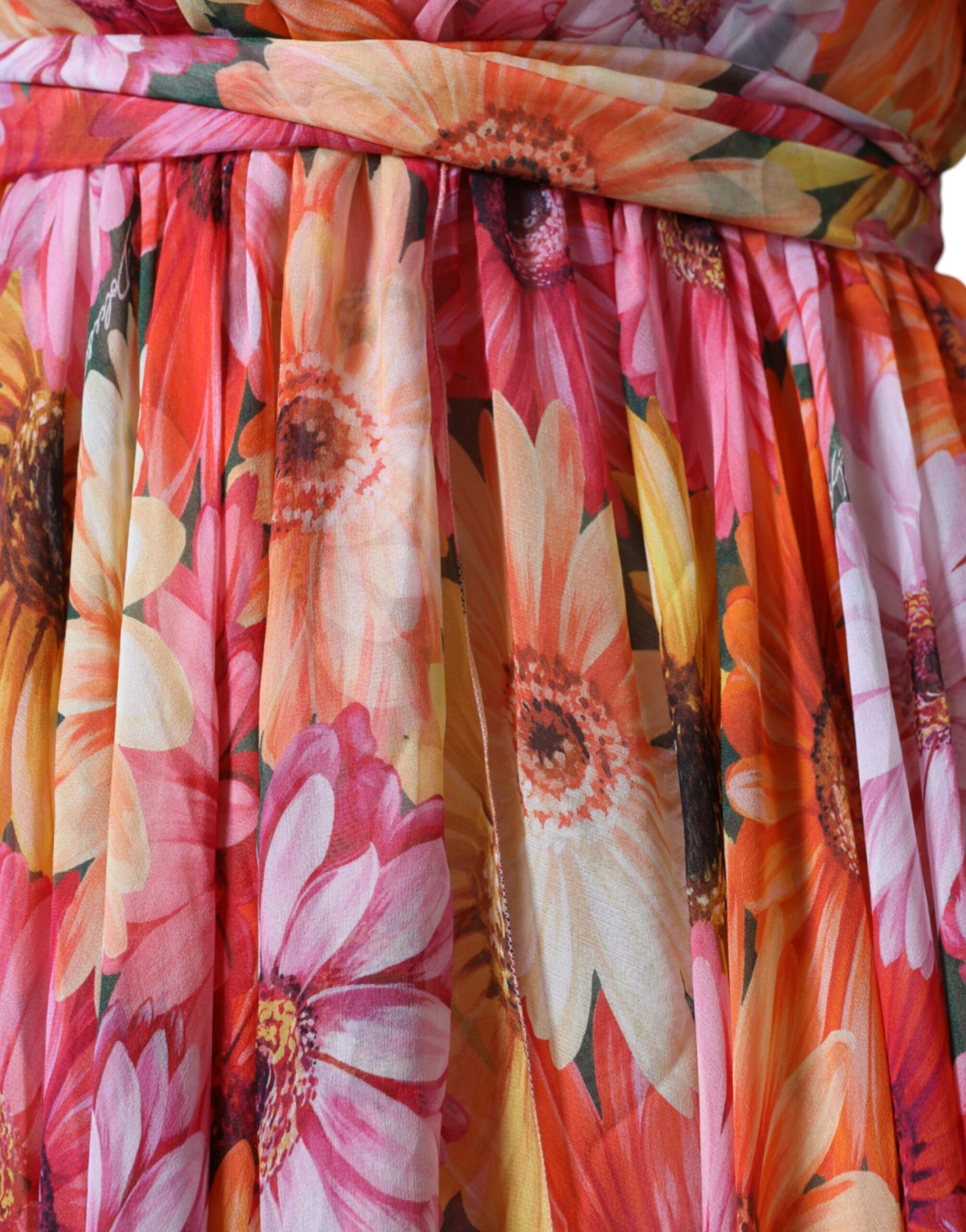 Abito midi senza maniche con scollo a V e motivo floreale multicolore