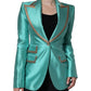 Metallic Green Single Breasted Blazer Jacket