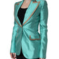 Metallic Green Single Breasted Blazer Jacket