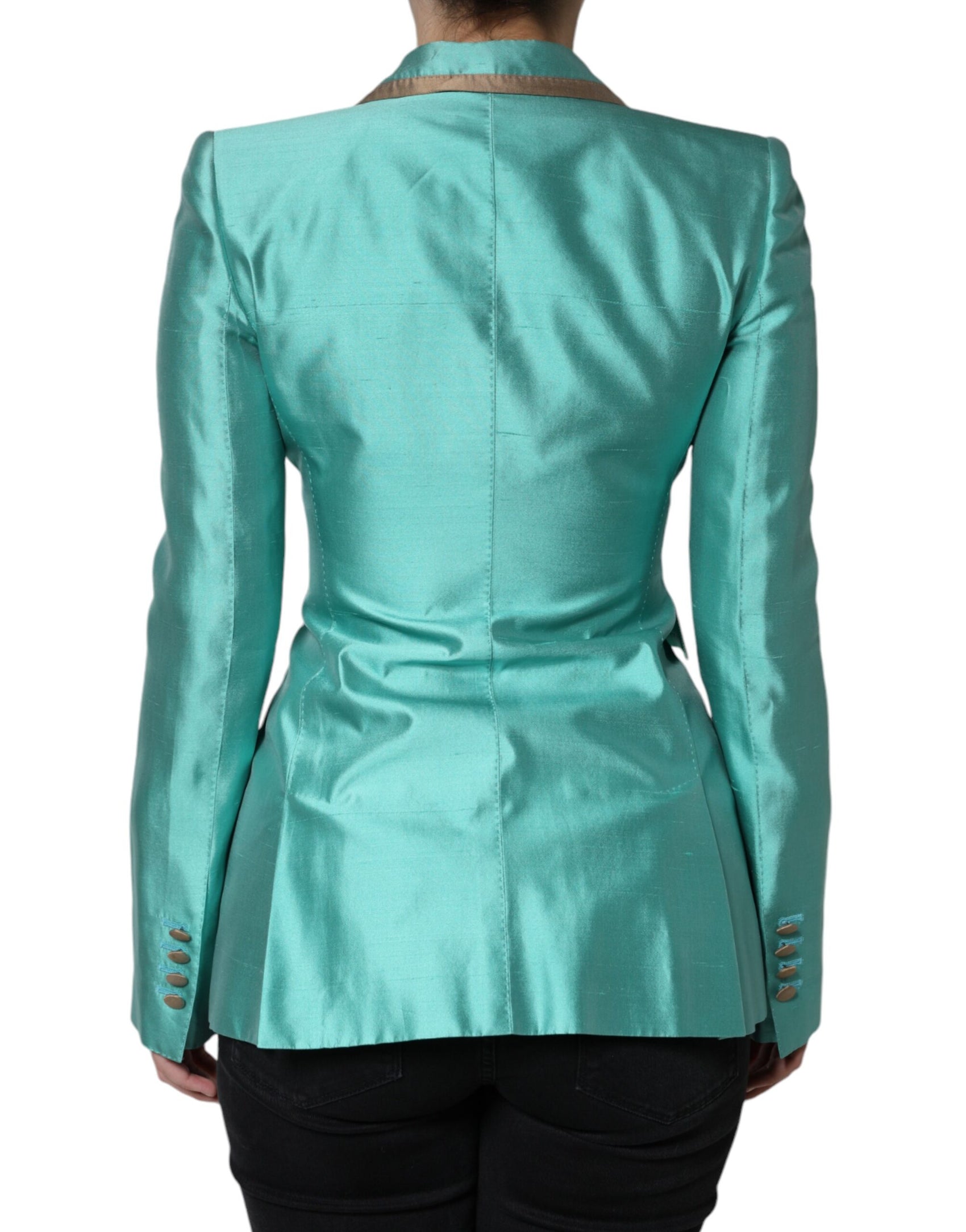 Giacca blazer monopetto verde metallizzato